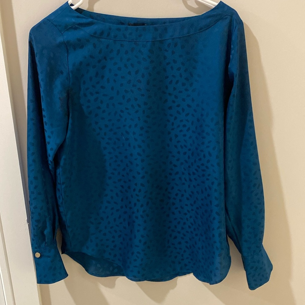 Ann Taylor Teal Patterned Top - image 1